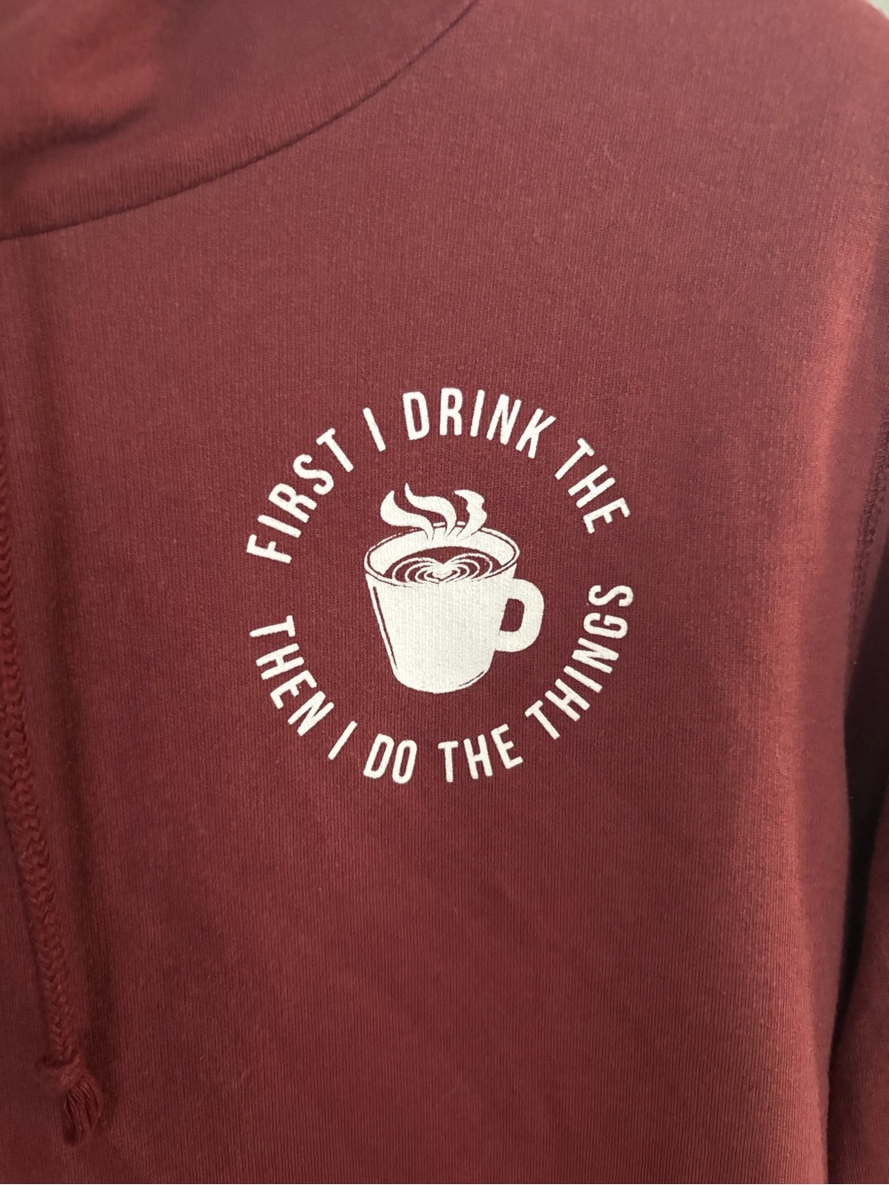 Fifth Sun Women’s XXL Burgundy Coffee Graphic Sweatshirt Pullover